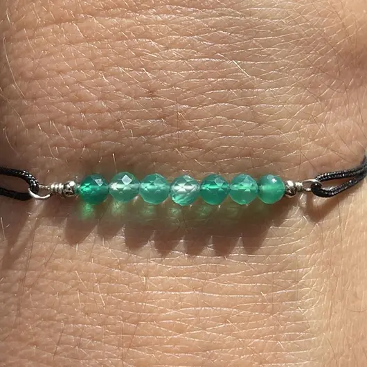 Bratara Therapy onix verde sfere 3mm si argint 925, imagine 2