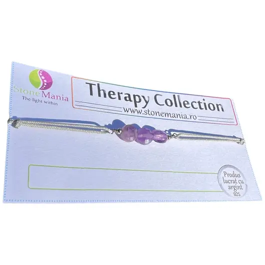 Bratara Therapy ametist banuti 6mm si argint 925