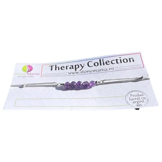 Bratara Therapy ametist sfere 4mm si argint 925