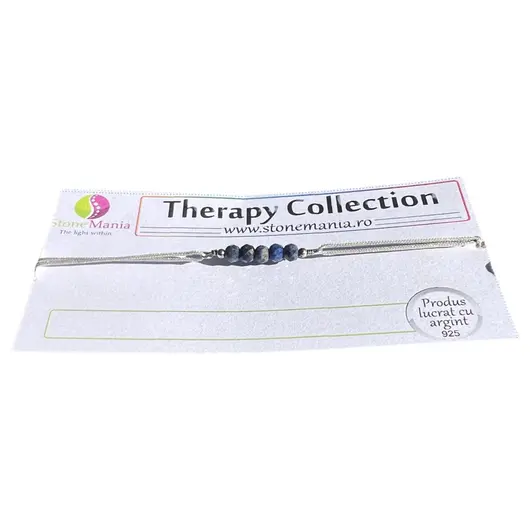 Bratara Therapy lapis lazuli discuri 3-4mm si argint 925