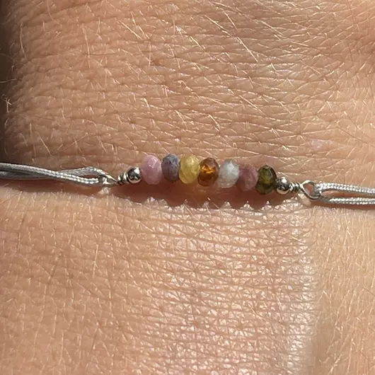 Bratara Therapy turmalina multicolora discuri 3mm si argint 925, imagine 2