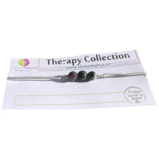 Bratara Therapy rubin in zoisit sfere 6mm si argint 925