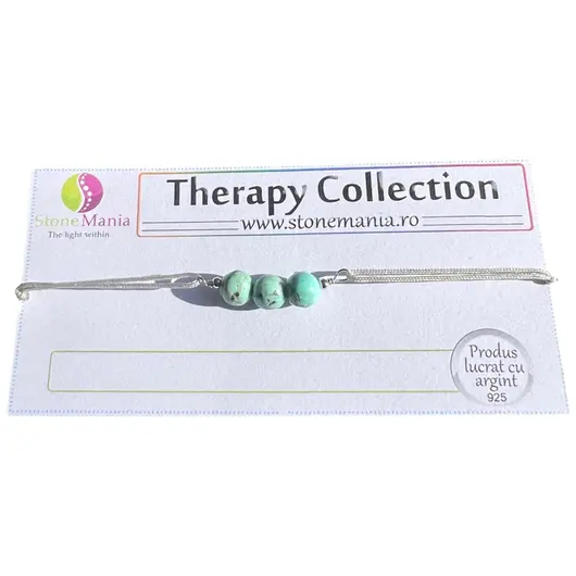 Bratara Therapy turcoaz natural sfere 5-6mm si argint 925