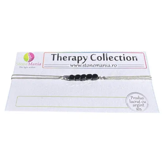 Bratara Therapy turmalina neagra cuburi 4mm si argint 925