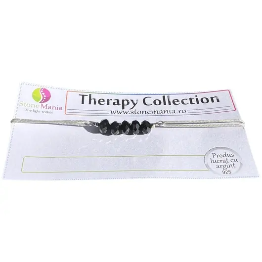 Bratara Therapy turmalina neagra discuri 5mm model 2 si argint 925