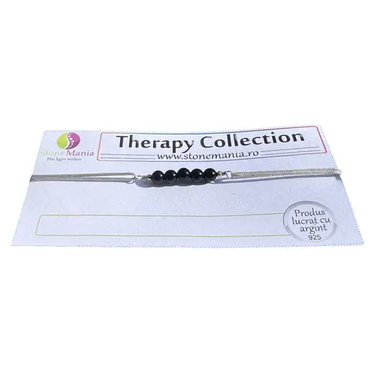 Bratara Therapy turmalina neagra sfere 4mm si argint 925