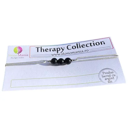 Bratara Therapy turmalina neagra sfere 5mm si argint 925