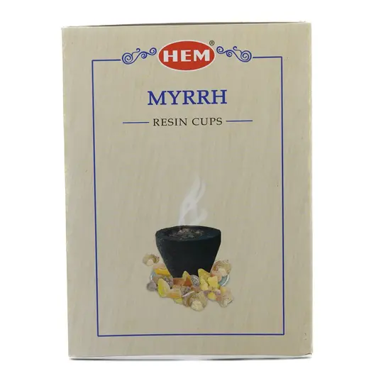 Set cupe cu carbune si rasina naturala HEM - Myrrh, 10buc