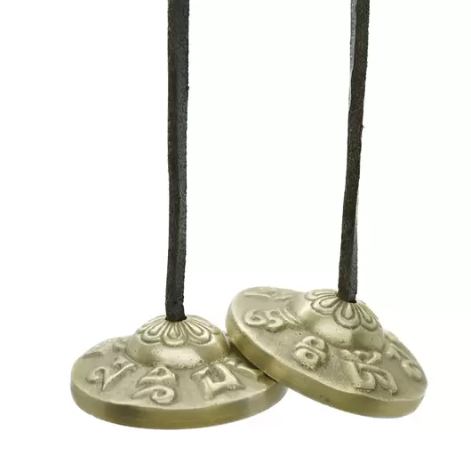 Talgere Feng Shui din bronz cu 6 ideograme, Tingsha - 6cm, imagine 5