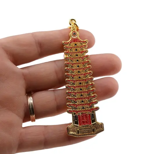 Amuleta Feng Shui din metal Pagoda Intelepciunii 2023, imagine 3