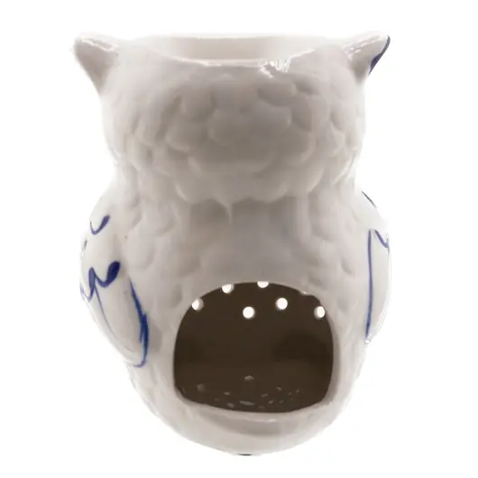 Vas aromaterapie din ceramica, model bufnita alba - 11cm, imagine 2