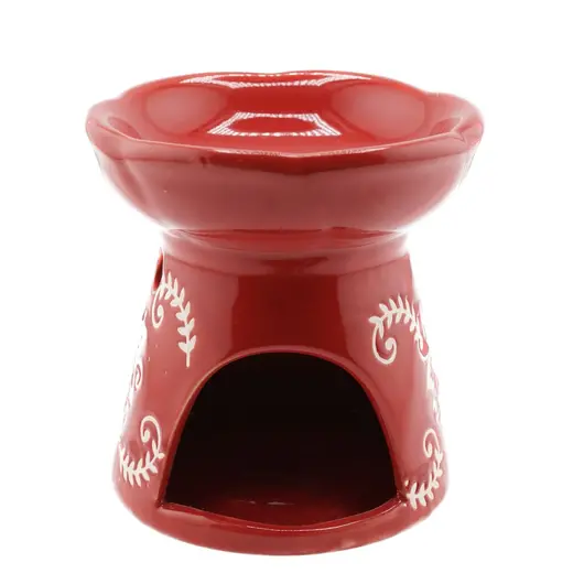 Vas aromaterapie din ceramica, model floral, rosu - 8,5cm, imagine 2