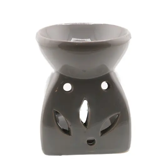 Vas aromaterapie din ceramica, model petale, gri - 7,5cm