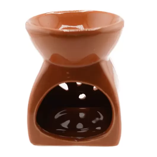 Vas aromaterapie din ceramica, model petale, portocaliu - 7,5cm, imagine 2
