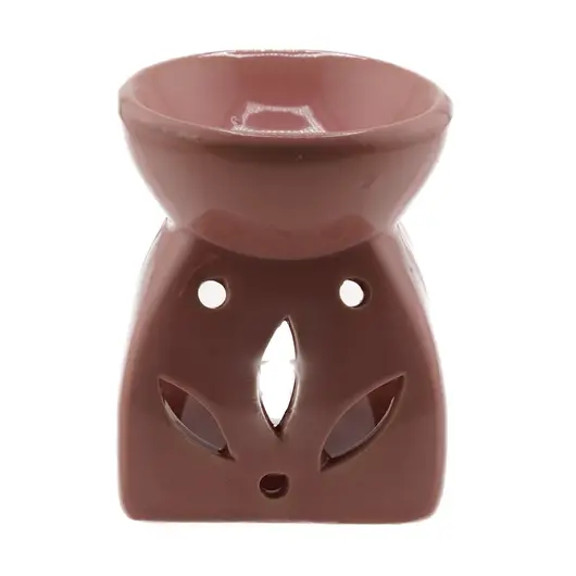 Vas aromaterapie din ceramica, model petale, roz - 7,5cm