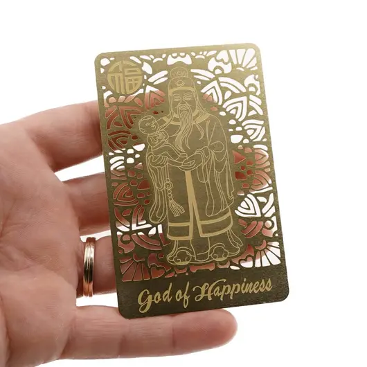 Card Feng Shui din metal God of Happiness, imagine 3