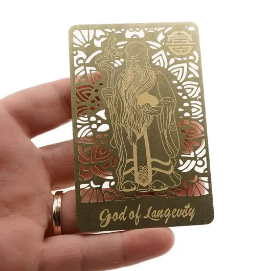 Card Feng Shui din metal God of Longevity, imagine 3