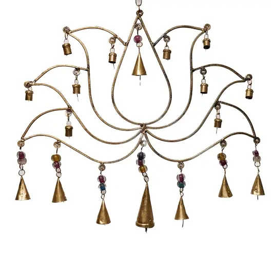 Decoratiune clopotei de vant din metal floare de lotus, 45cm