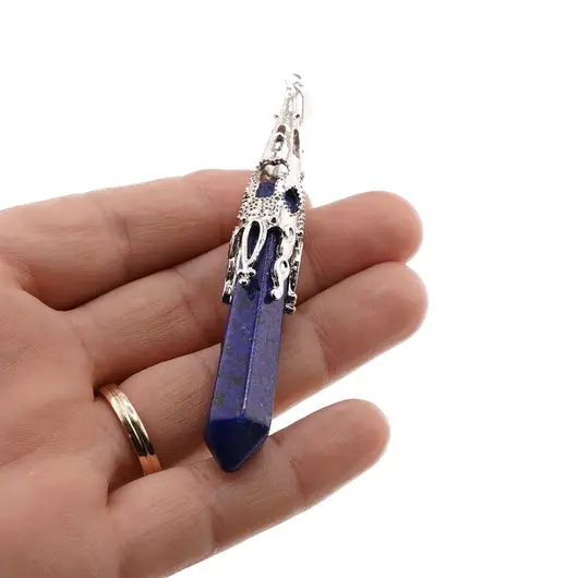 Pandantiv lapis lazuli si montura din metal, 8cm, imagine 3