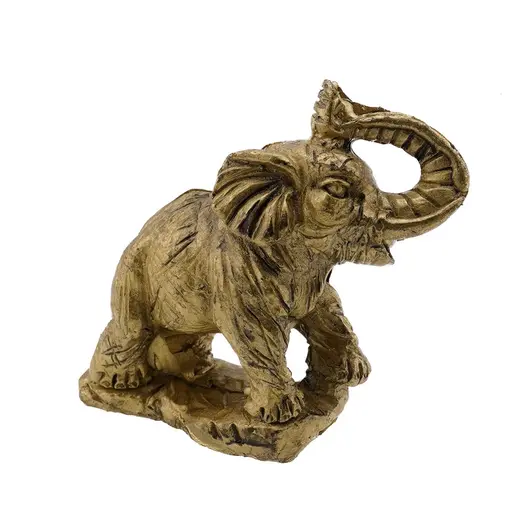 Statueta Feng Shui Elefant din rasina aurie, model 2 - 7cm, imagine 4