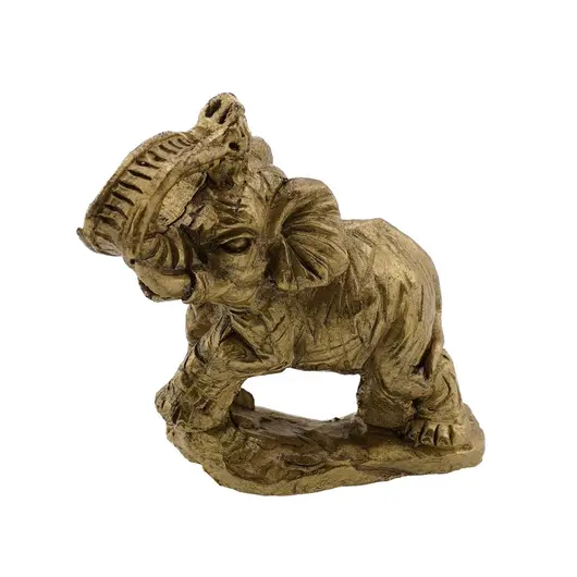 Statueta Feng Shui Elefant din rasina aurie, model 2 - 7cm, imagine 5