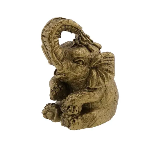 Statueta Feng Shui Elefant din rasina aurie, model 3 - 5cm, imagine 5