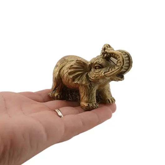 Statueta Feng Shui Elefant din rasina aurie, model 5 - 7cm, imagine 7