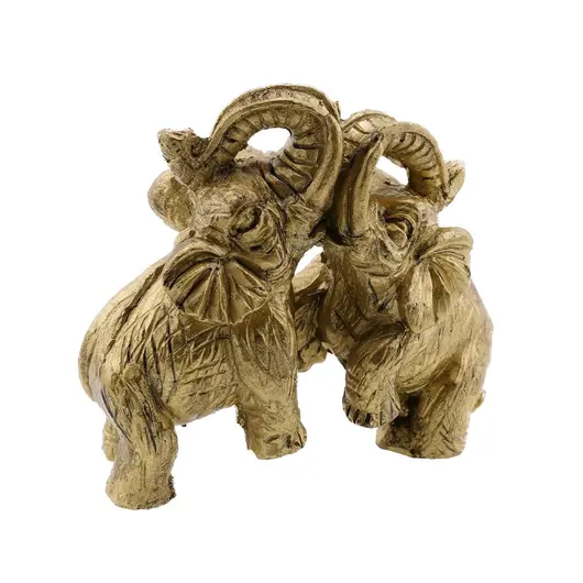 Statueta Feng Shui Elefanti din rasina aurie, model 6 - 9cm, imagine 4