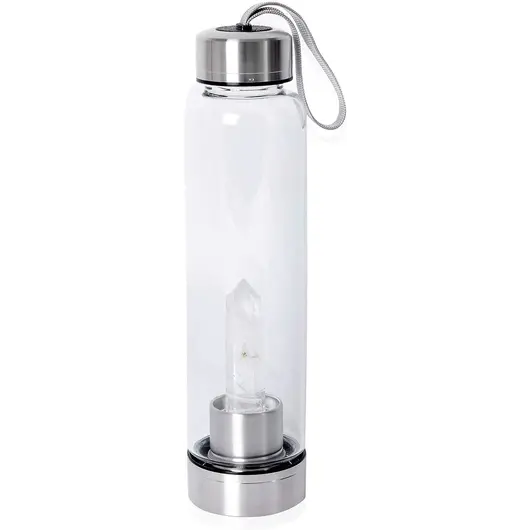 Sticla pentru apa cu cristal natural Cristal de stanca, 24cm, Alege cristalul: Cristal de stanca