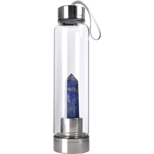 Sticla pentru apa cu cristal natural Lapis Lazuli, 24cm