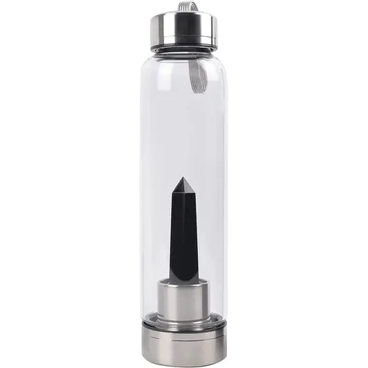 Sticla pentru apa cu cristal natural Obsidian, 24cm