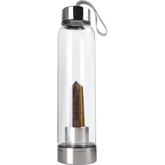 Sticla pentru apa cu cristal natural Ochi de tigru, 24cm, Alege cristalul: Ochi de tigru