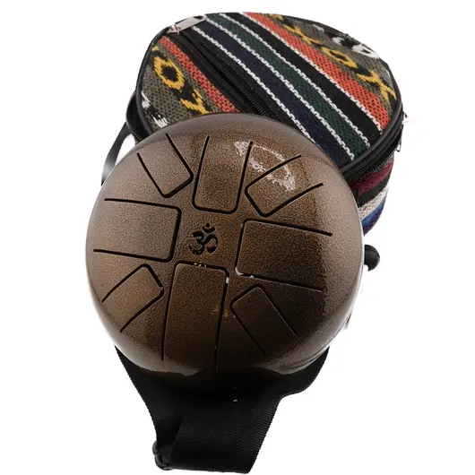 Toba metalica cu 8 note si simbolul OM, handpan - 18cm, imagine 3
