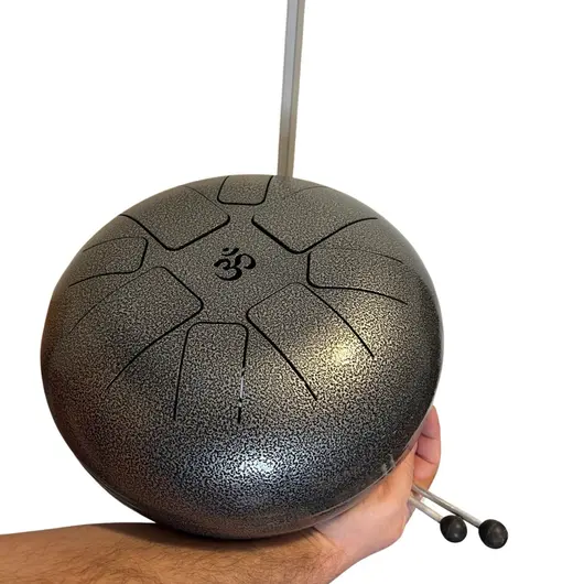 Toba metalica cu 8 note si simbolul OM, handpan - 35cm, imagine 6