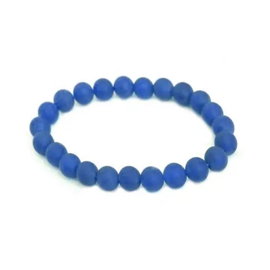Bratara din Agat Albastru 10mm, pe elastic, 19cm, sfere mate