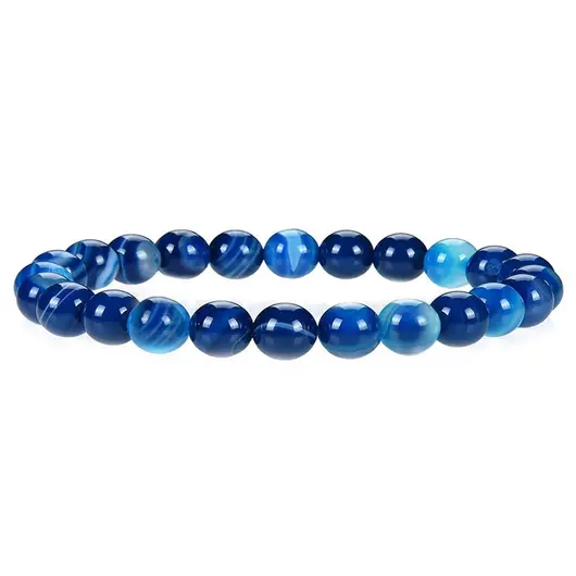 Bratara din Agat Albastru Dantelat 6mm, pe elastic, 19cm, sfere