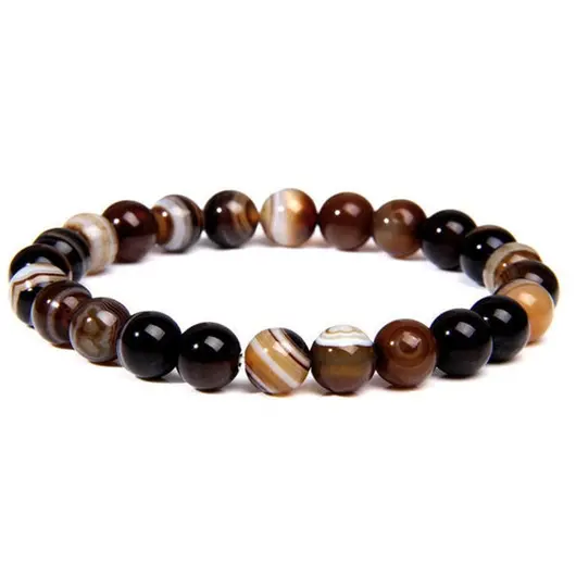 Bratara din Agat Maro Natural 4-4,5mm, pe elastic, 19cm, sfere
