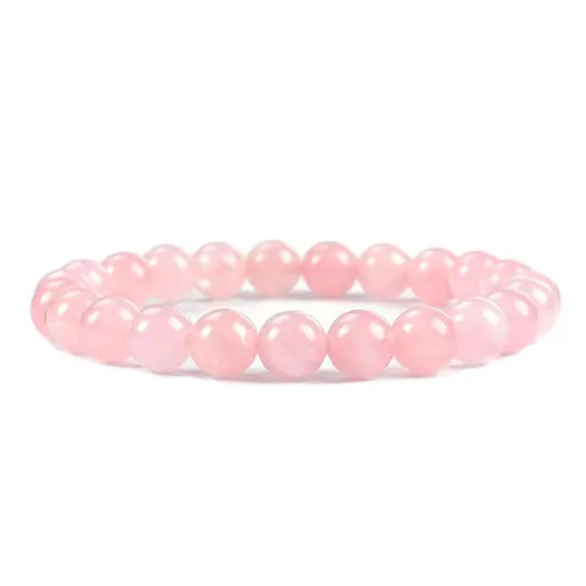 Bratara din Cuart Roz 6mm, pe elastic, 19cm, sfere