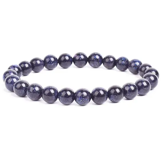 Bratara din Goldstone Albastru 6mm, pe elastic, 19cm, sfere