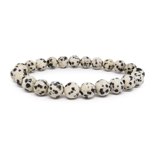 Bratara din Jasp Dalmatian 4-4,5mm, pe elastic, 19cm, sfere mate