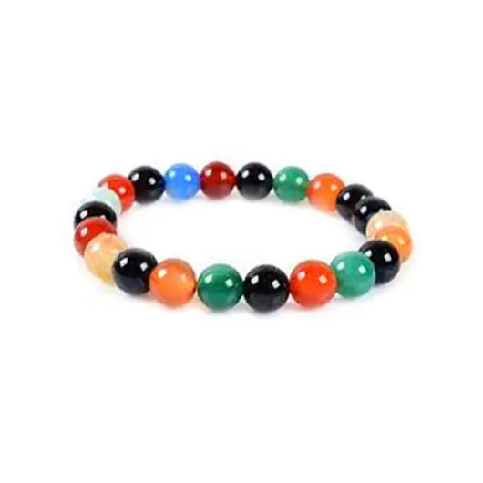 Bratara din Mix Agate 6mm, pe elastic, 19cm, sfere mate