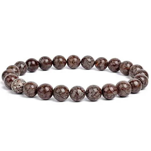 Bratara din Obsidian Fulg de Nea Maroniu 6mm, pe elastic, 19cm, sfere