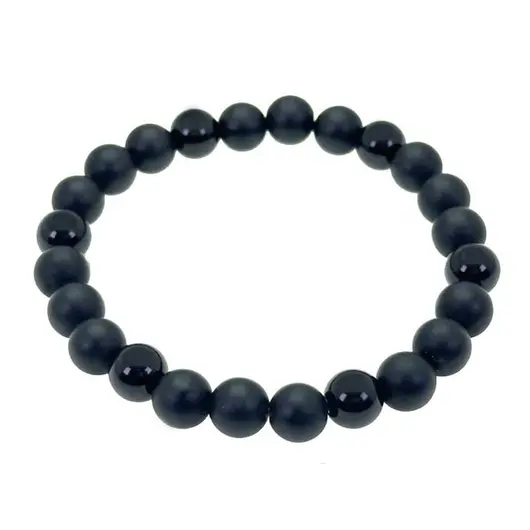 Bratara din Obsidian si Onix Mat 10mm, pe elastic, 19cm, sfere mate si lucioase