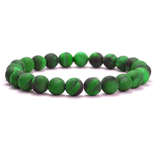 Bratara din Ochi de Tigru Verde 6mm, pe elastic, 19cm, sfere mate