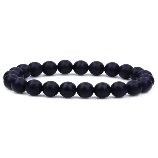Bratara din Onix negru 4mm, pe elastic, 19cm, sfere mate