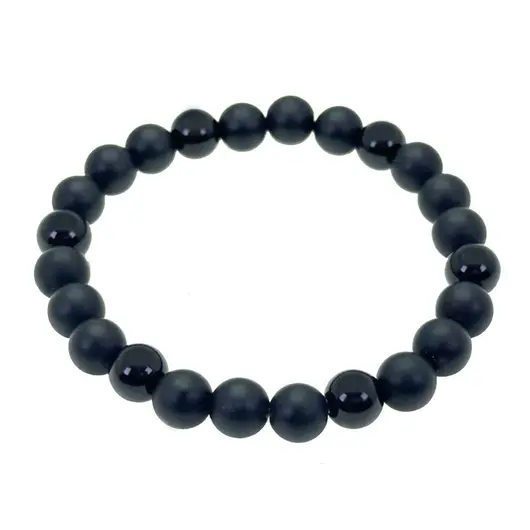 Bratara din Onix si Obsidian negru 6mm, pe elastic, 19cm, sfere mate si lucioase
