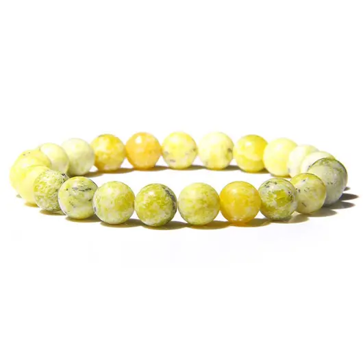 Bratara din Serpentin Galben - piatra infinitului 8mm, pe elastic, 19cm, sfere