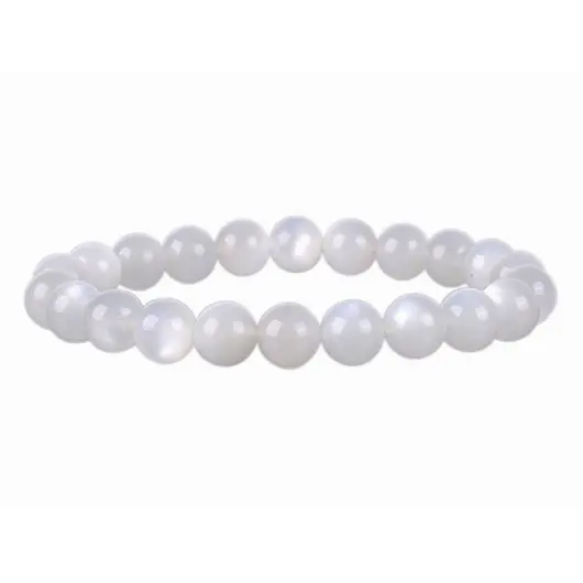 Bratara din Sidef 10mm, pe elastic, 19cm, sfere