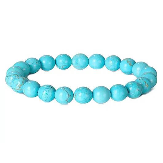 Bratara din Turcoaz Albastru 6mm, pe elastic, 19cm, sfere mate