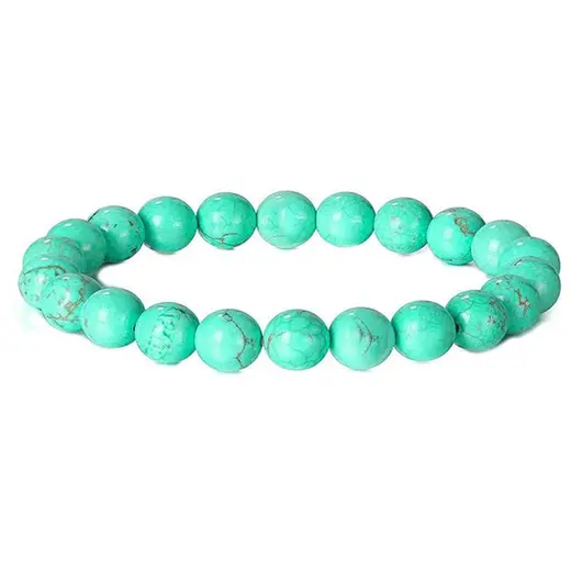 Bratara din Turcoaz Verde 8mm, pe elastic, 19cm, sfere